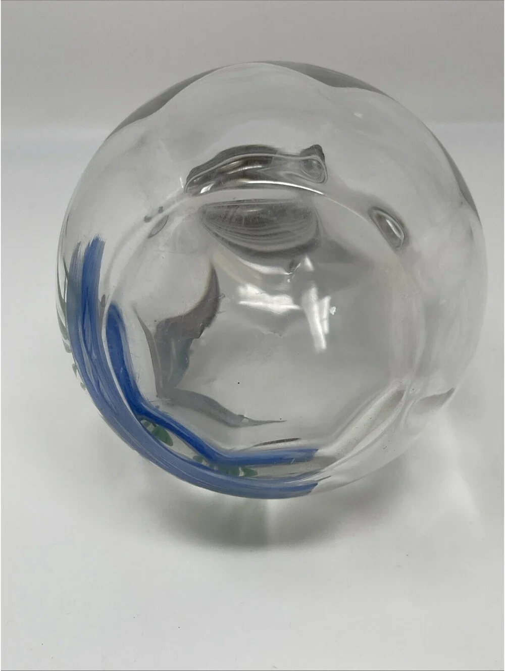 Vintage Hand Painted Mallard Duck Glass Decanter with Decorative Stopper